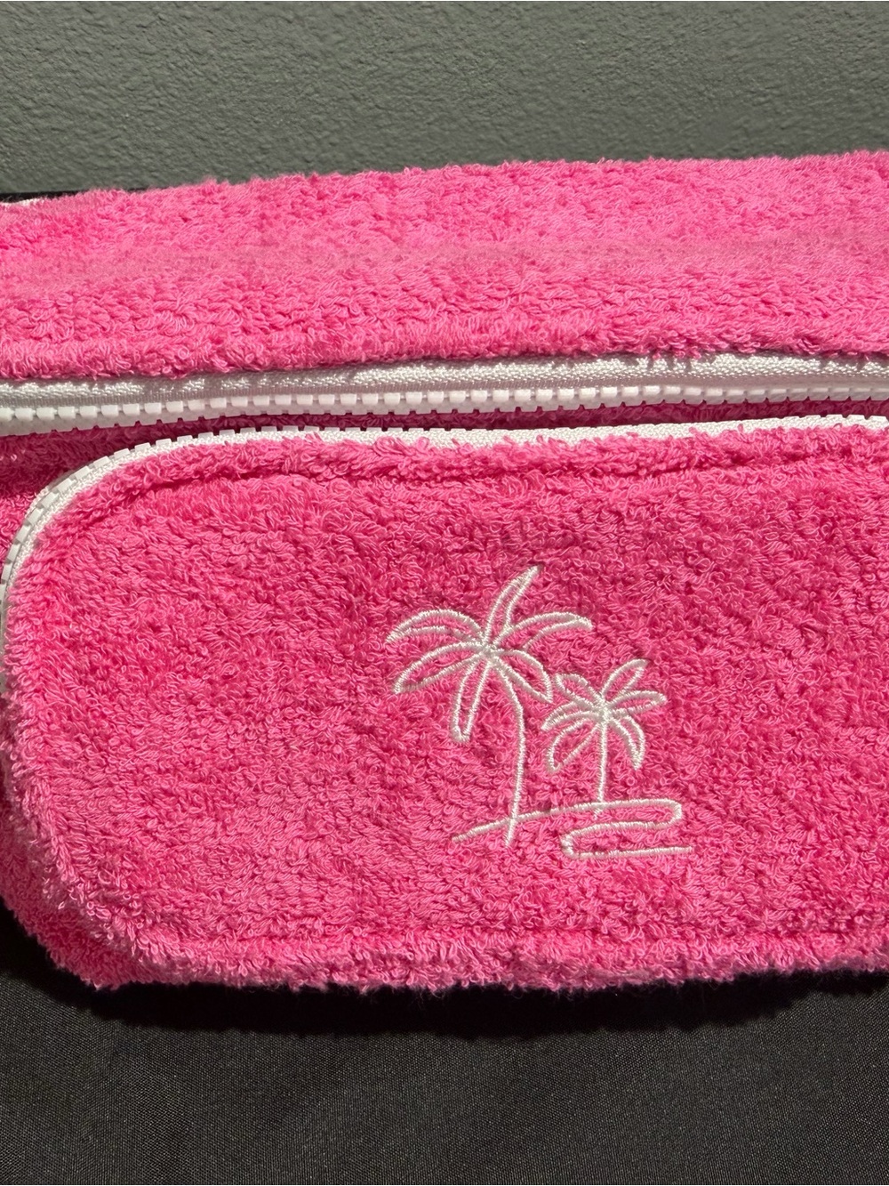 No Boundaries Pink Terry Cloth Mini Bag with White Palm Embroidery